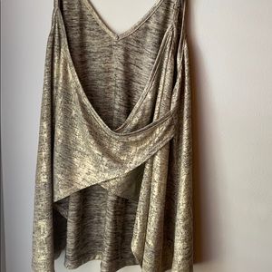 Open back gold spaghetti top